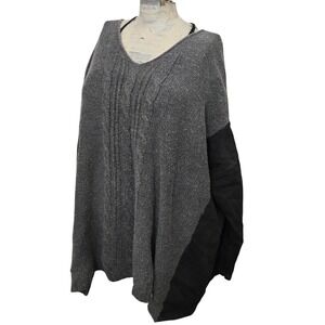 Tempo Paris Womens M/L Gray Mixed Media Sweater Mohair Blend Oversized Lagenlook
